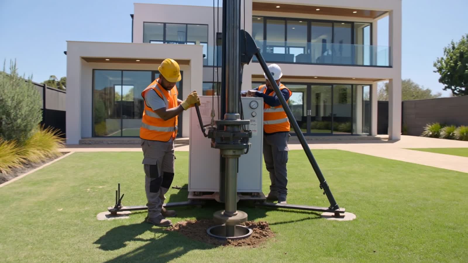 Borehole drilling rig at work on a Durban property